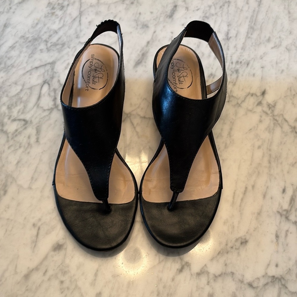 Black Leather Sandals by Life Stride!